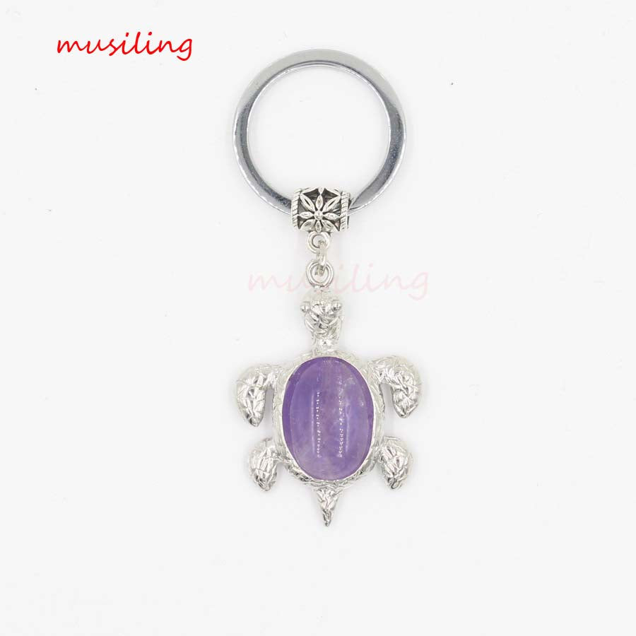 natural crystal turtle keychain KC088