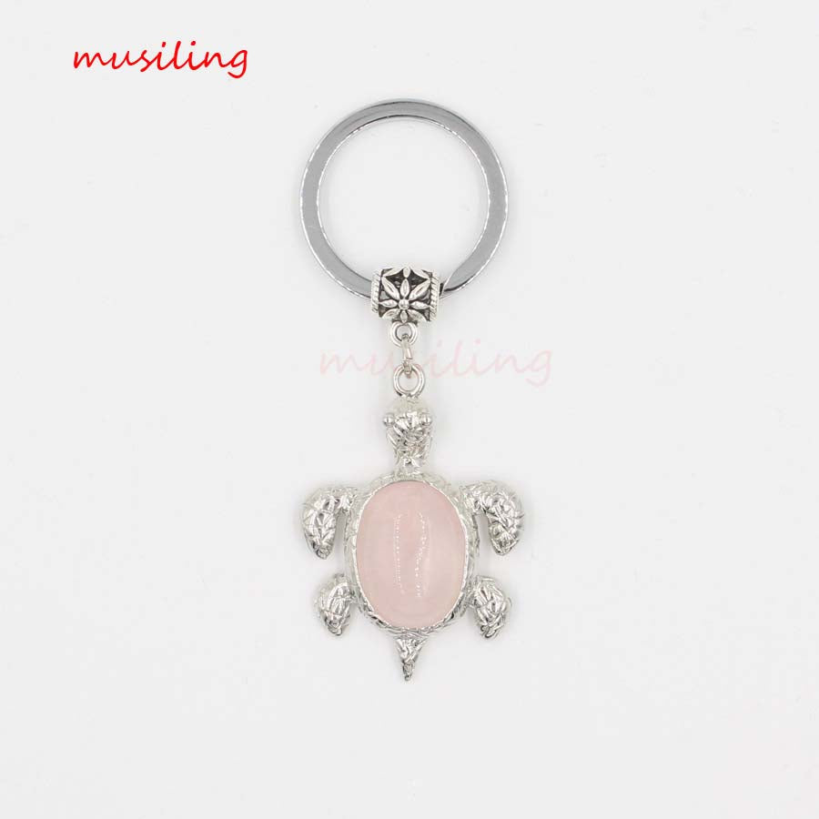 natural crystal turtle keychain KC088