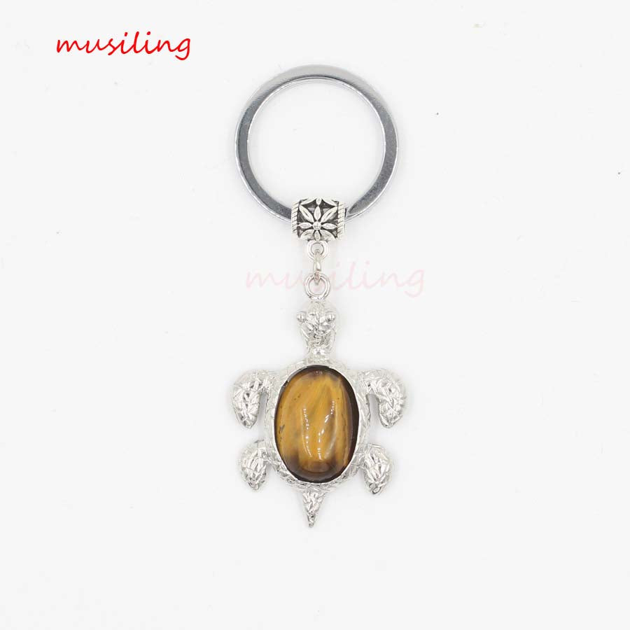 natural crystal turtle keychain KC088