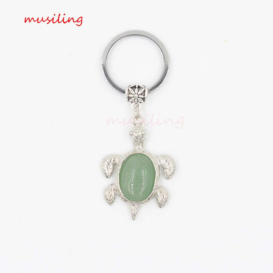 natural crystal turtle keychain KC088