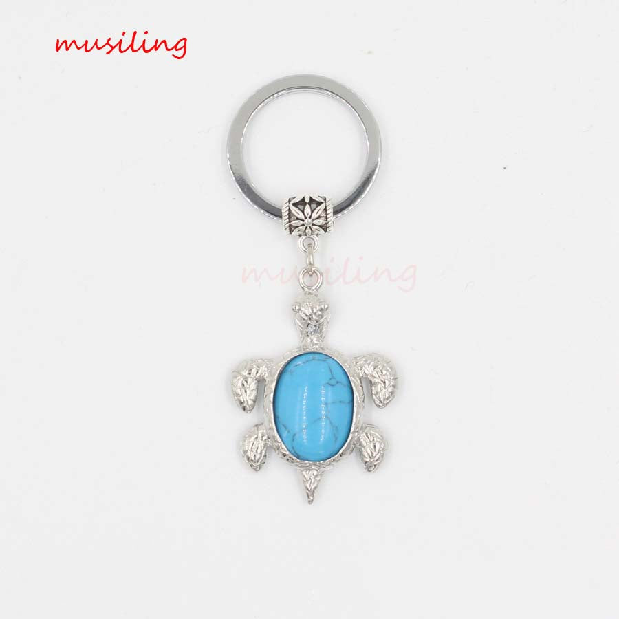 natural crystal turtle keychain KC088