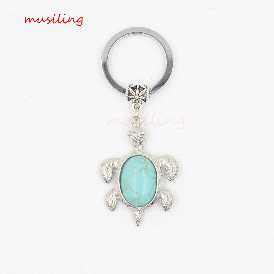 natural crystal turtle keychain KC088