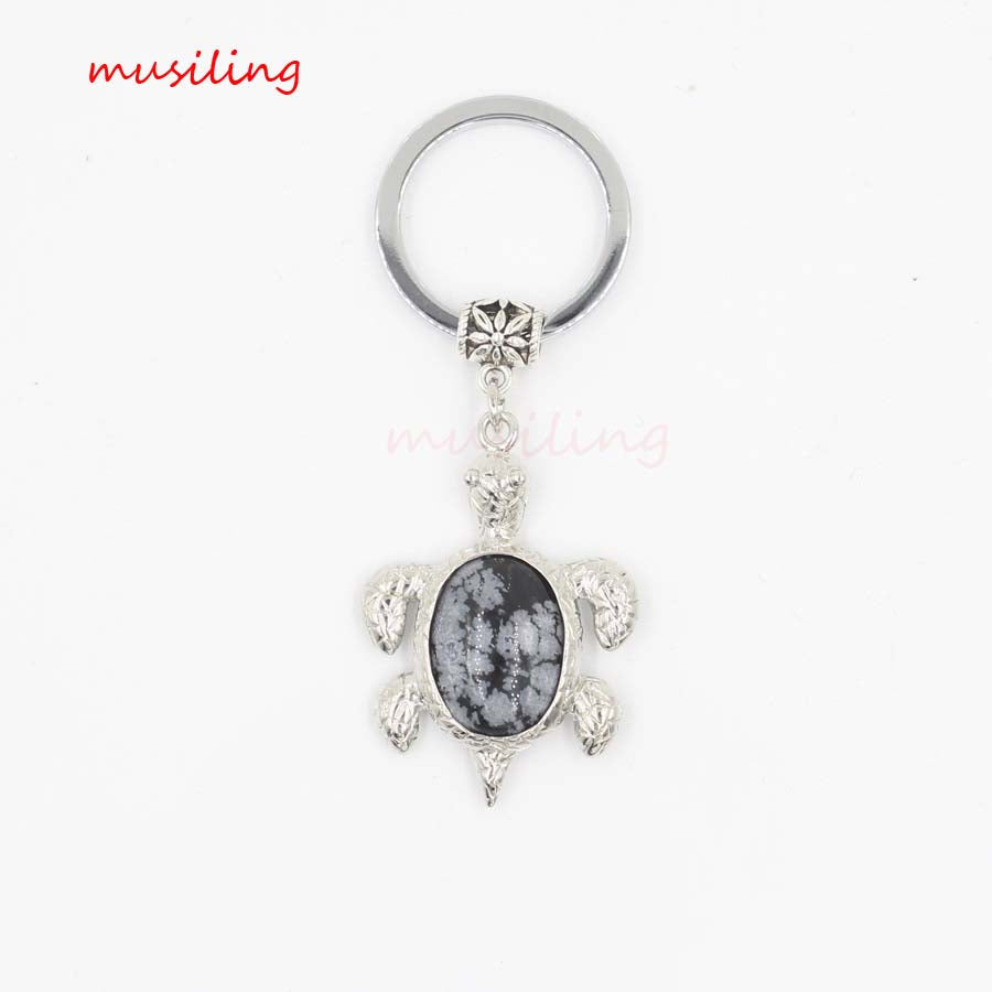 natural crystal turtle keychain KC088