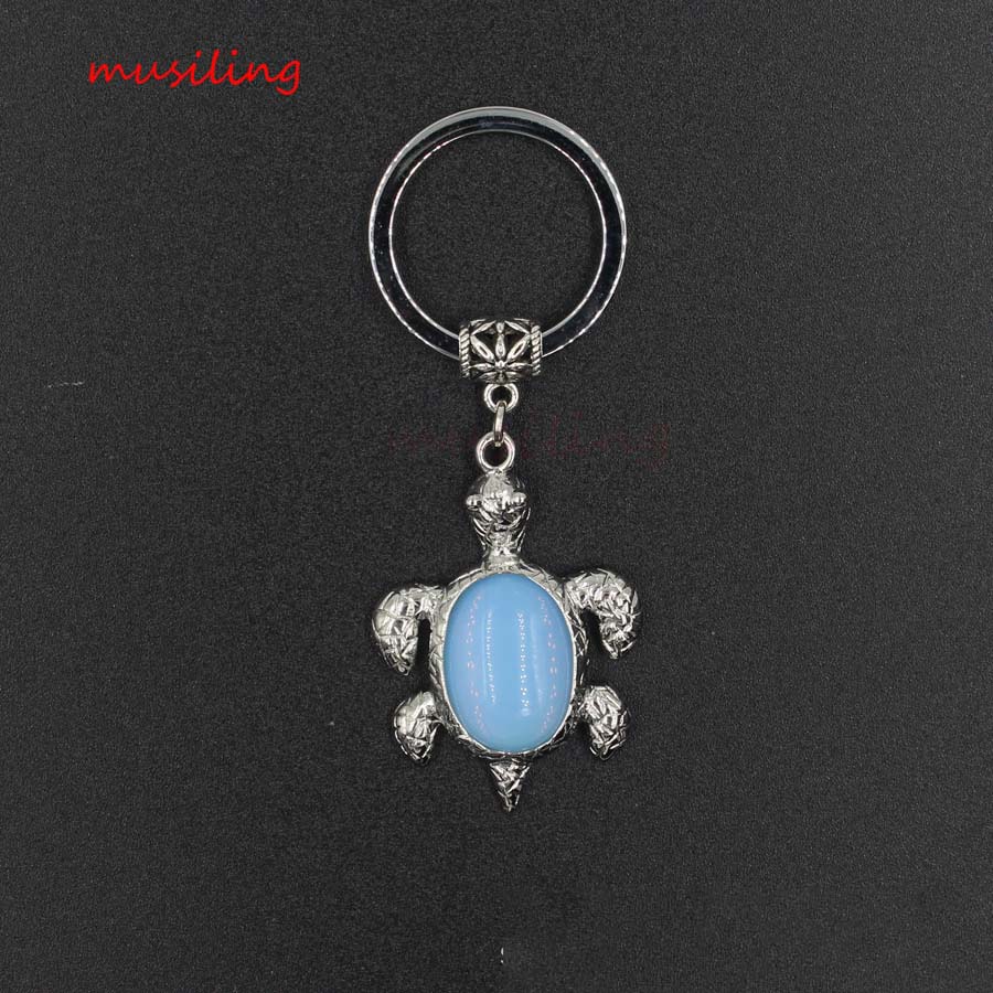 natural crystal turtle keychain KC088