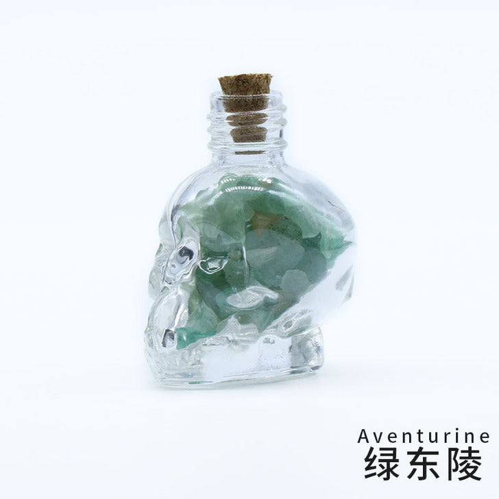 crystal stone chips in skull bottle decorations