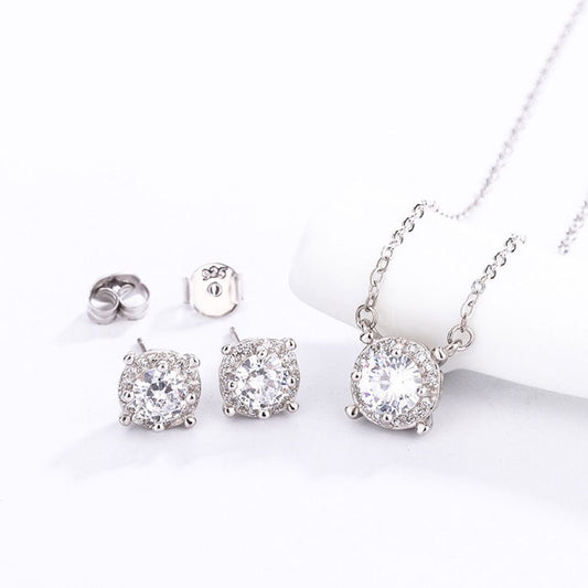 sterling silver S925 gem pendant+earrings set  #SGS088