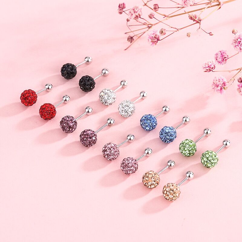 S925 gems ball earrings   #E020-E027