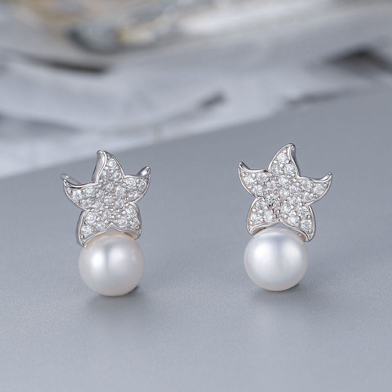 S925 sterling silver earring setting (default no pearl) wse118-126