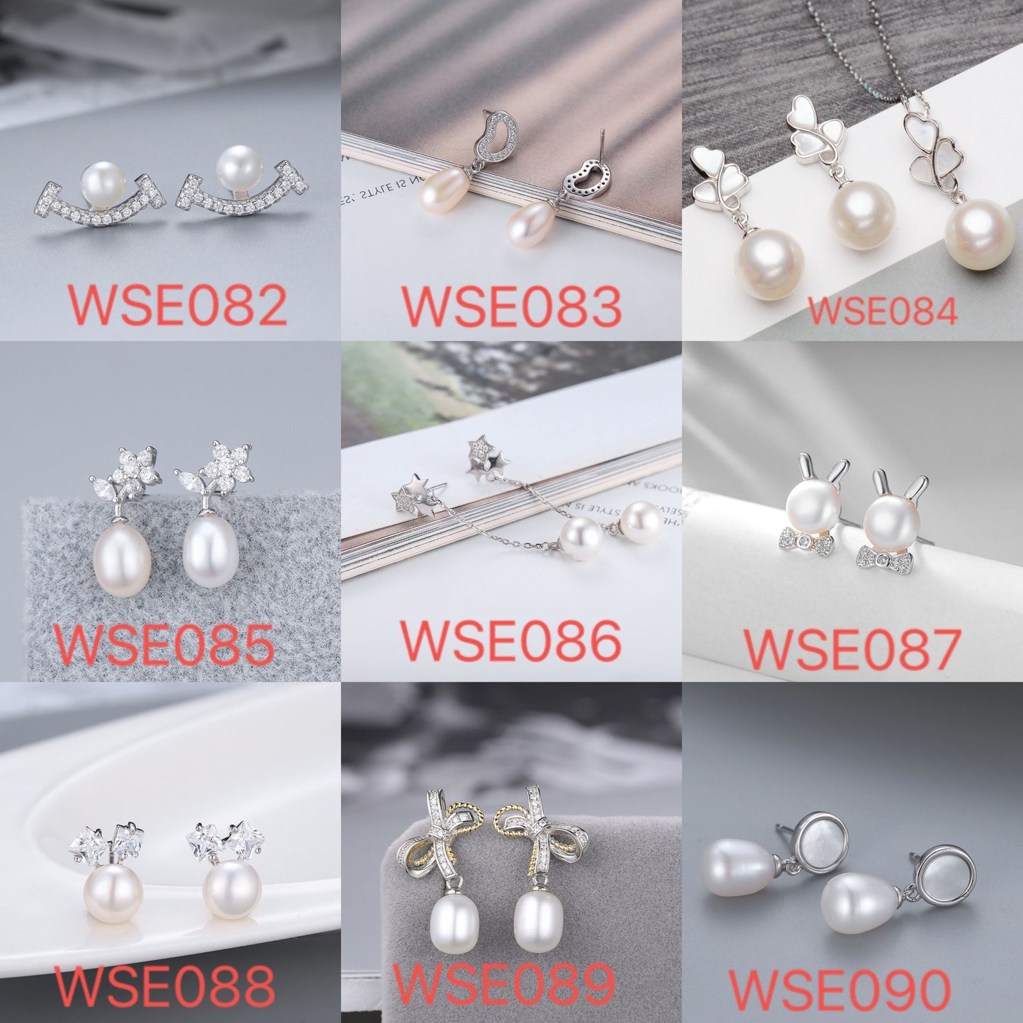 S925 sterling silver earring setting (default no pearl) wse082-090