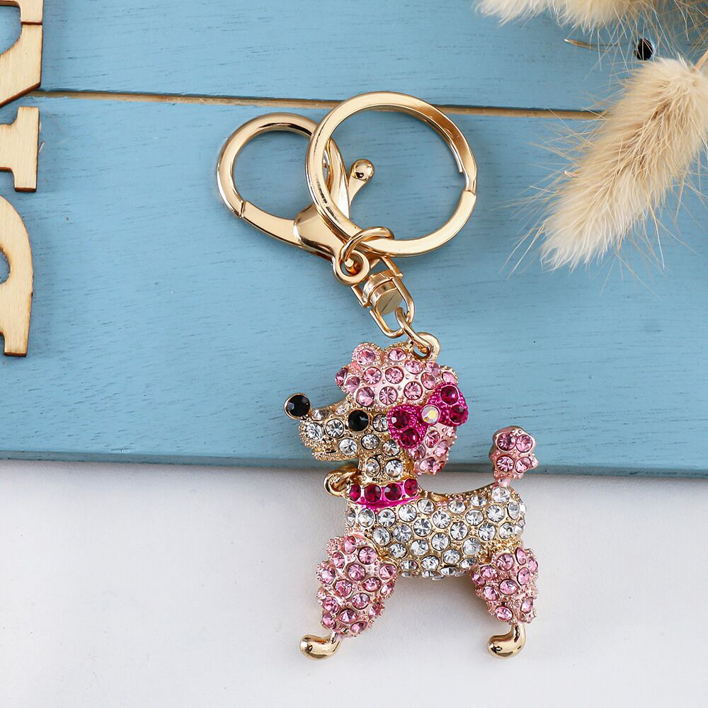 rhinestone dog keychains