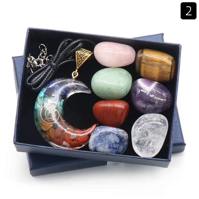 natural crystal stone pendant and decorations set gift box S007-S009