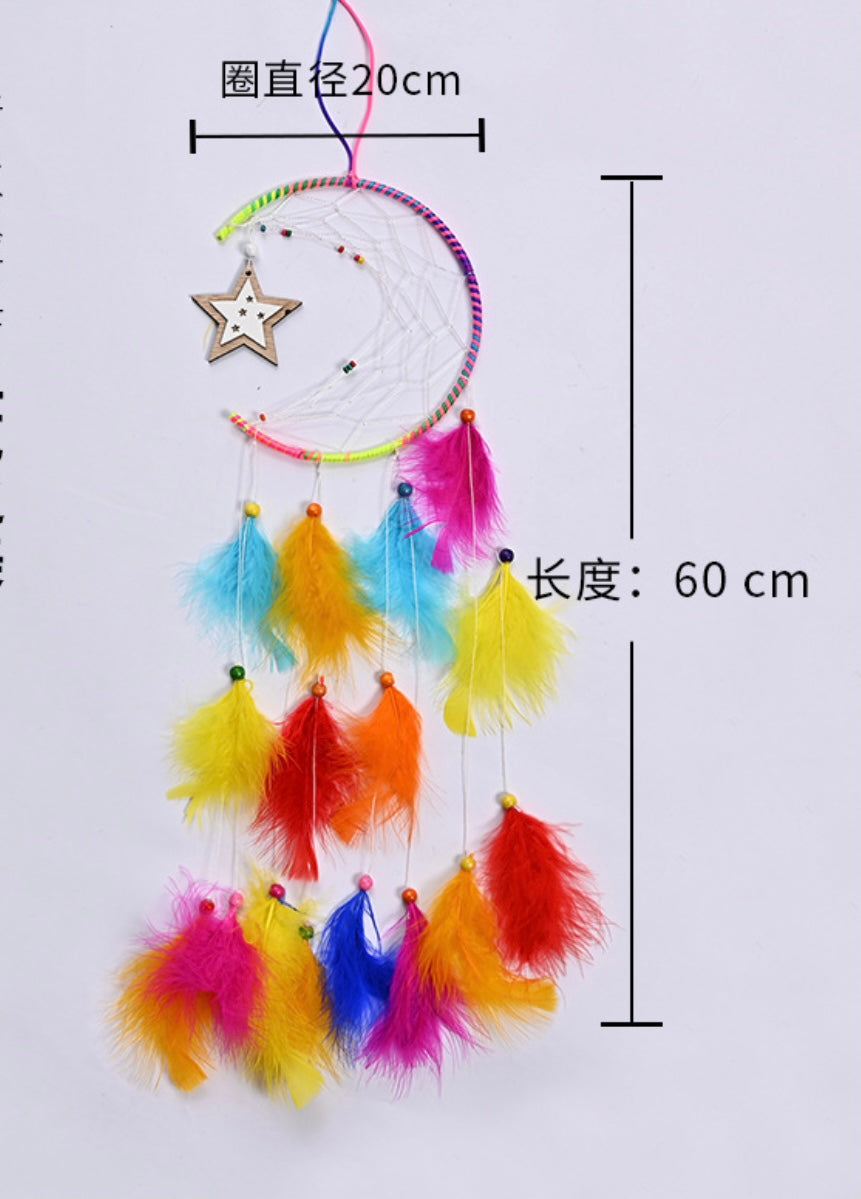 moon and star dreamcatcher   feather cather wall hanging decorations #DC059-DC060