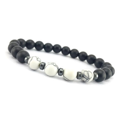 Magnetic Frosted Black Bead Tiger Eye Men's Bracelet #B140-B151