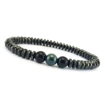 Magnetic Frosted Black Bead Tiger Eye Men's Bracelet #B140-B151