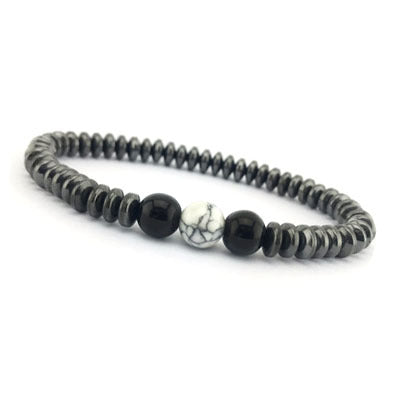 Magnetic Frosted Black Bead Tiger Eye Men's Bracelet #B140-B151