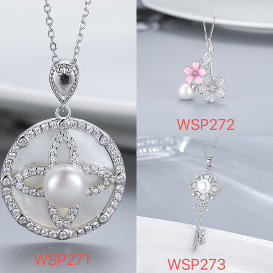 S925 sterling silver pearl pendant setting (default no pearl) wsp271-273