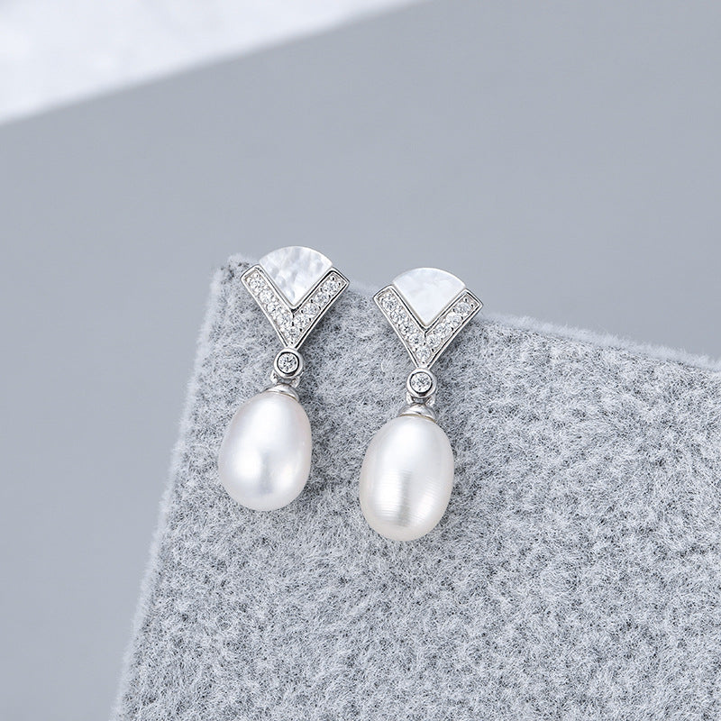 S925 sterling silver earring  setting (default no pearl) wse109-117