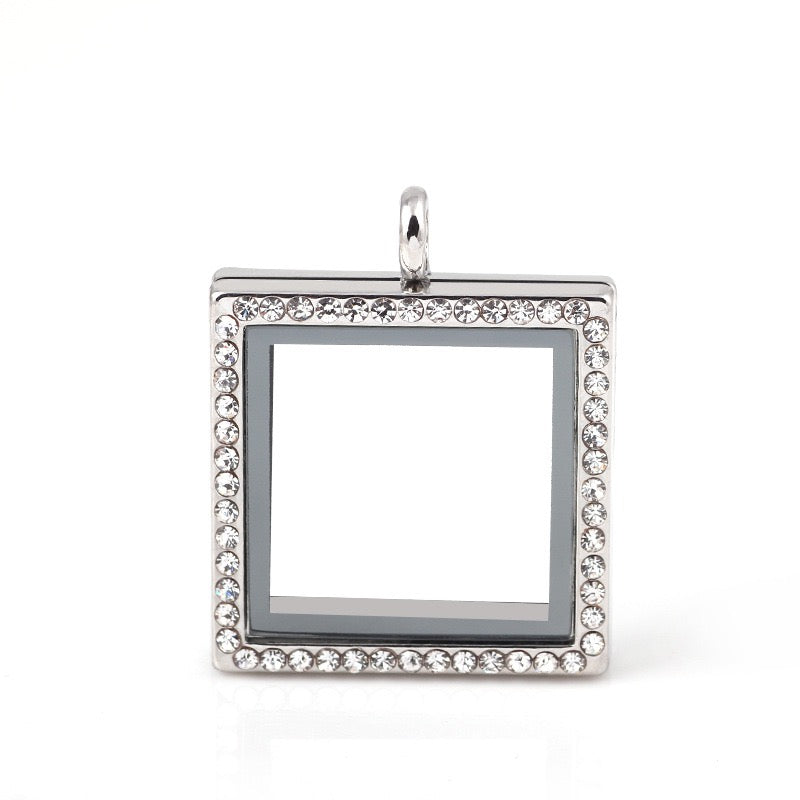 Square  floating locket necklace for charms and mini pearls  LN048-LN052