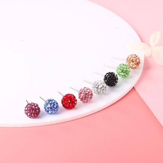 S925 gem ball earrings #E001-E008