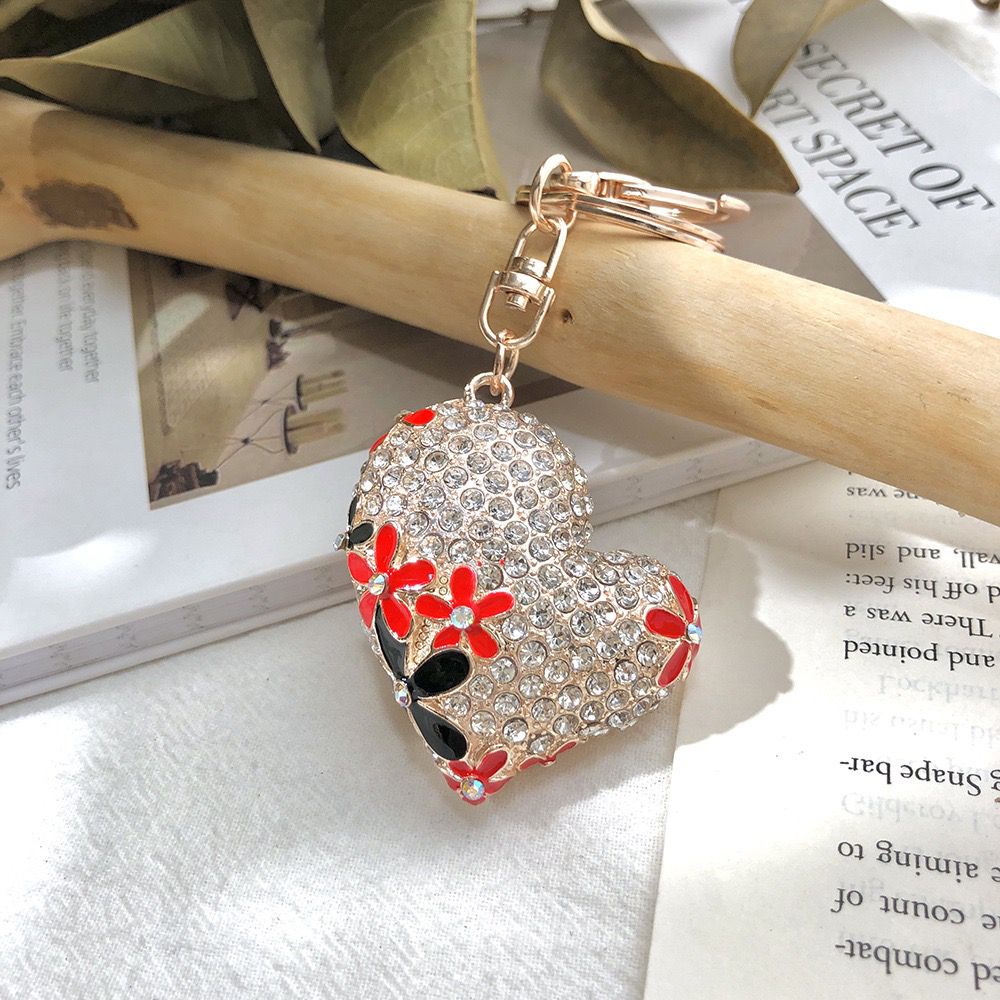 rhinestone heart bear kitty dolphin heel keychain KC031-KC037