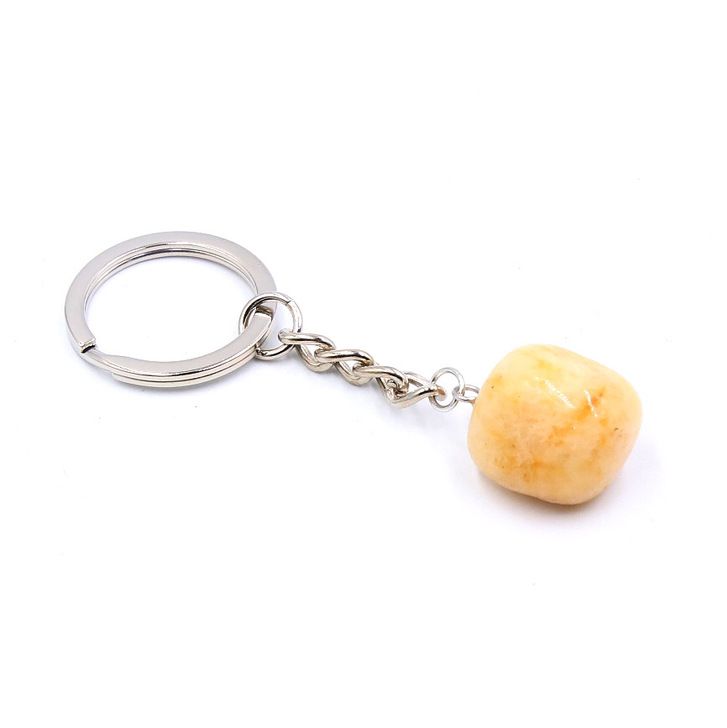 natural crystal agate stone irregular shape keychain KC065