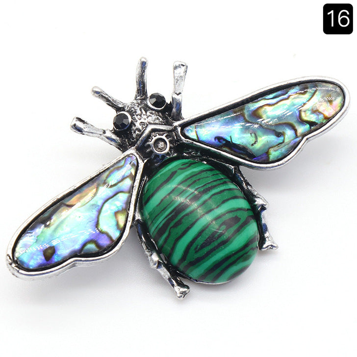 crystal agate stone bee with Abalone shell pendant and brooch 2 in 1   #P021