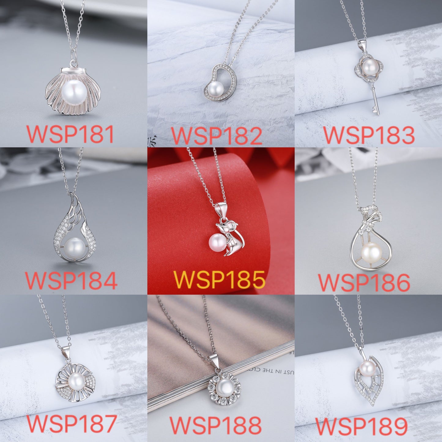 S925 sterling silver pearl pendant setting (default no pearl) wsp181-189