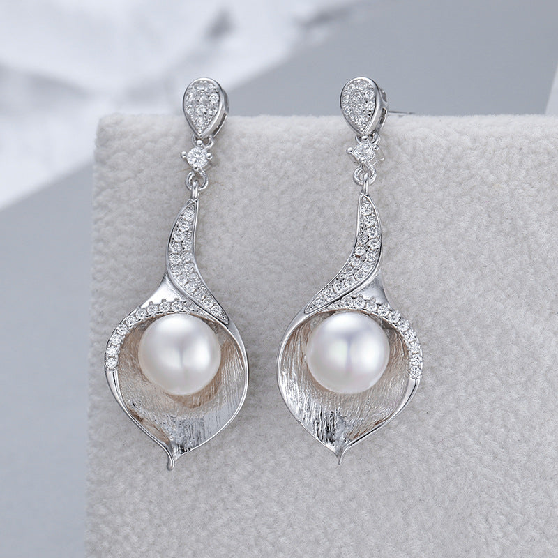 S925 sterling silver earring  setting (default no pearl) wse199-203