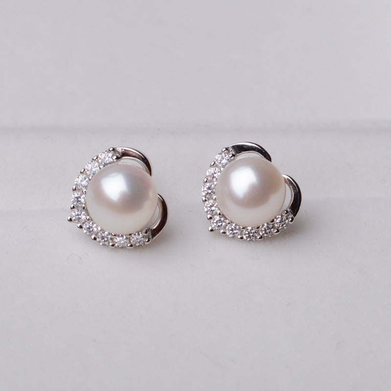 S925 sterling silver earring  setting (default no pearl) wse127-135