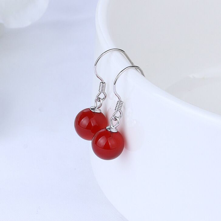 S925 sterling silver agate hook earrings #E039-E044