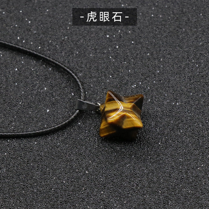 3D Hexagram pendant with leather chain necklace #N046-N054