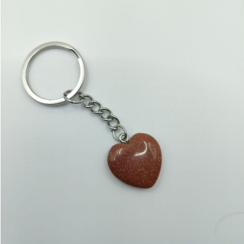 natural heart  crystal stone keychain  #KC064