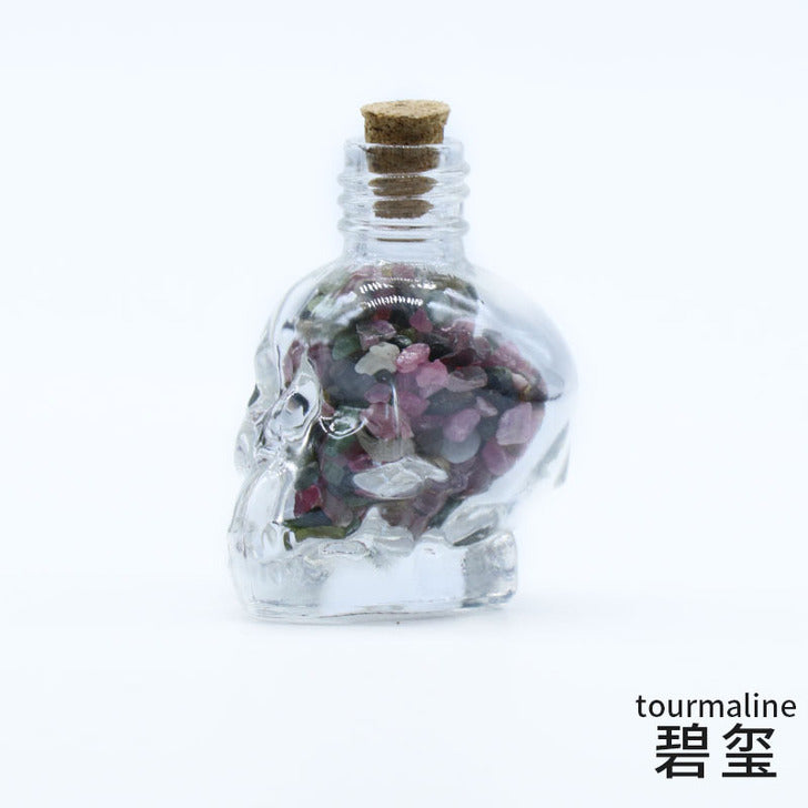 crystal stone chips in skull bottle decorations