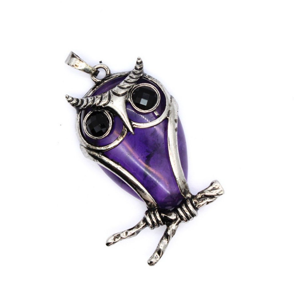 natural crystal stone pendant owl shape P025-P027