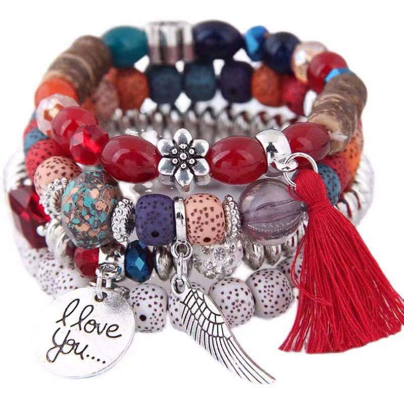 Boho wraps stone bracelet B040-B044