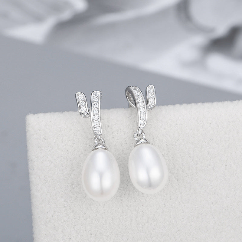 S925 sterling silver earring  setting (default no pearl) Wse037-045