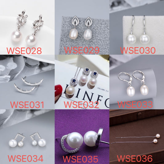 S925 sterling silver earring  setting (default no pearl) wse028-036