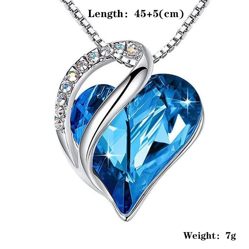 rainbow gem rhinestones zircon heart necklace N075-N078