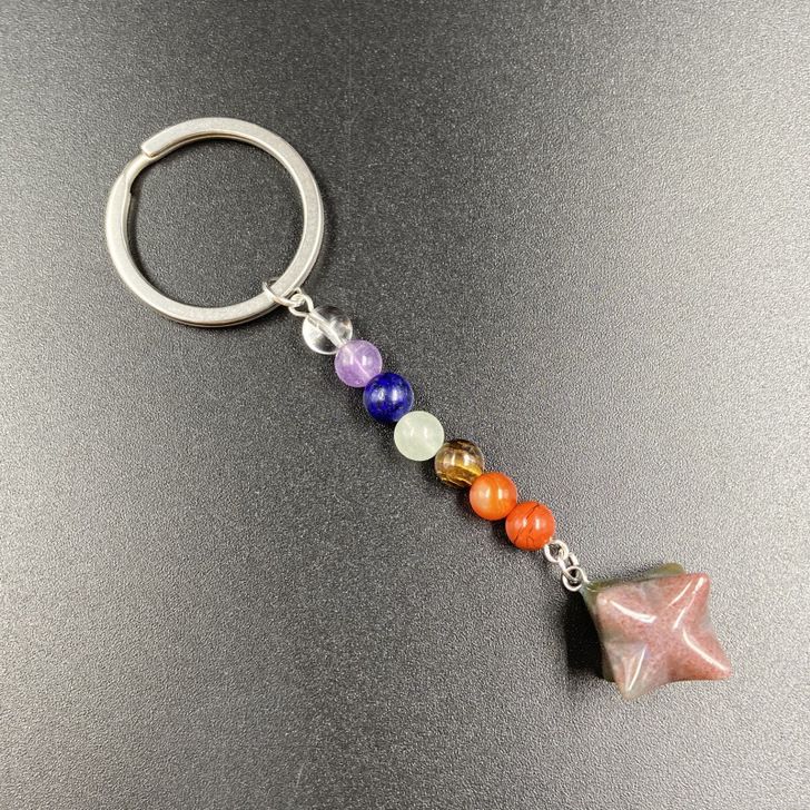 7-chakras crystal Hexagram keychain