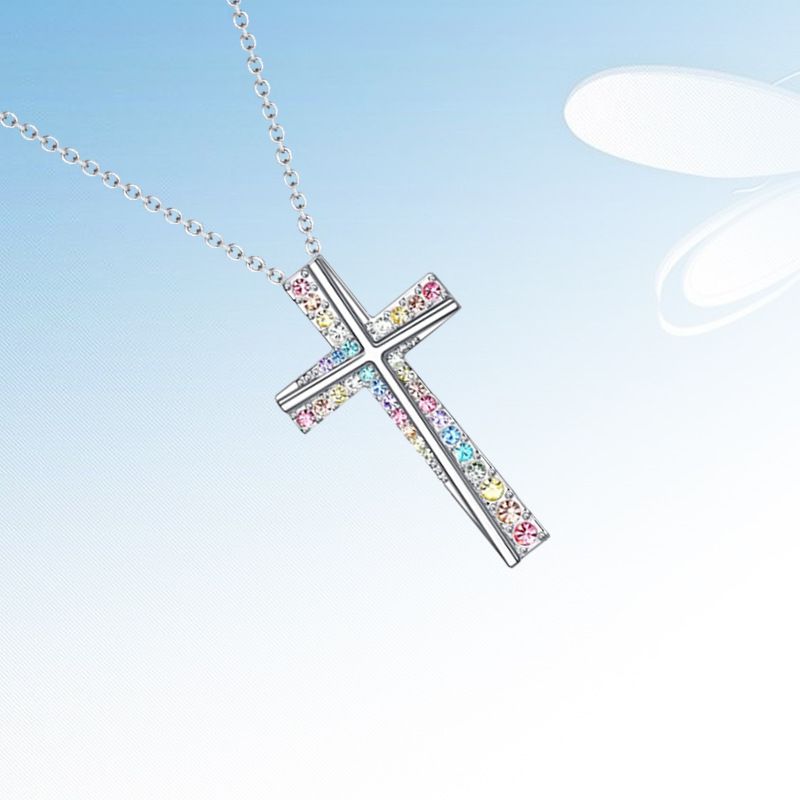 fashion rhinestones cross necklace N073