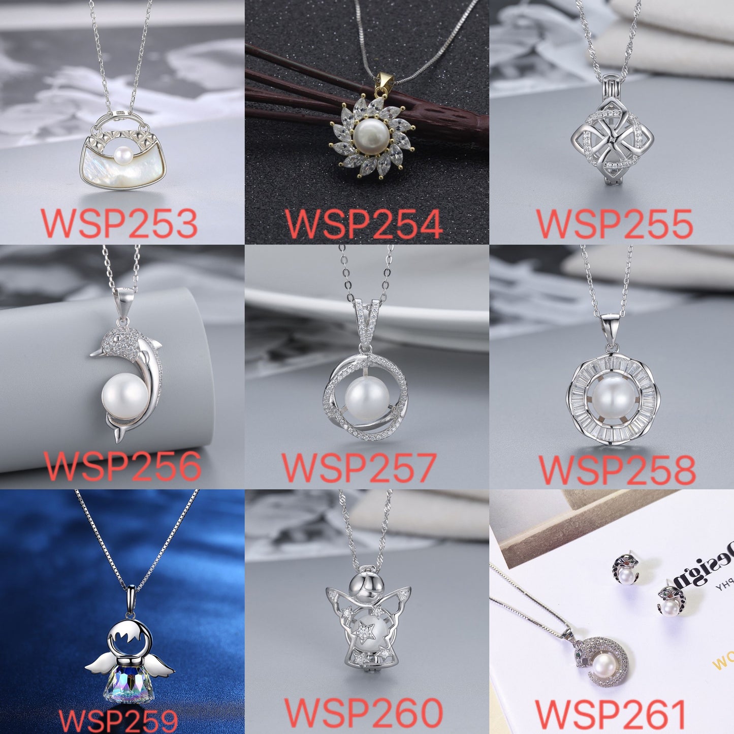 S925 sterling silver pearl pendant setting (default no pearl) wsp253-261