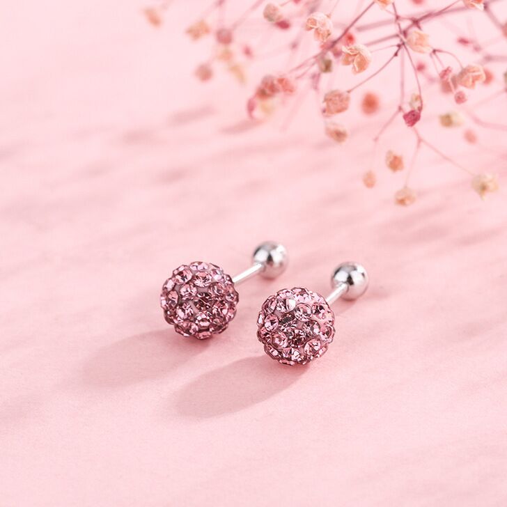 S925 gems ball earrings   #E020-E027