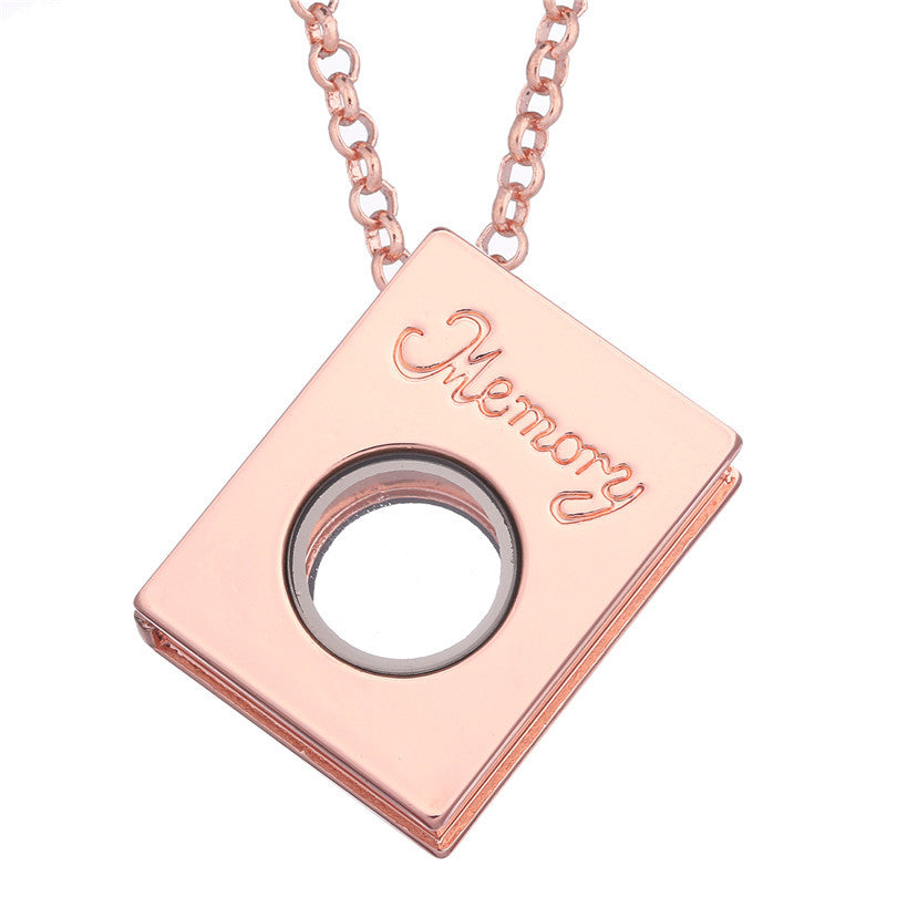 Book  floating locket necklace for charms and mini pearls  LN005-LN008