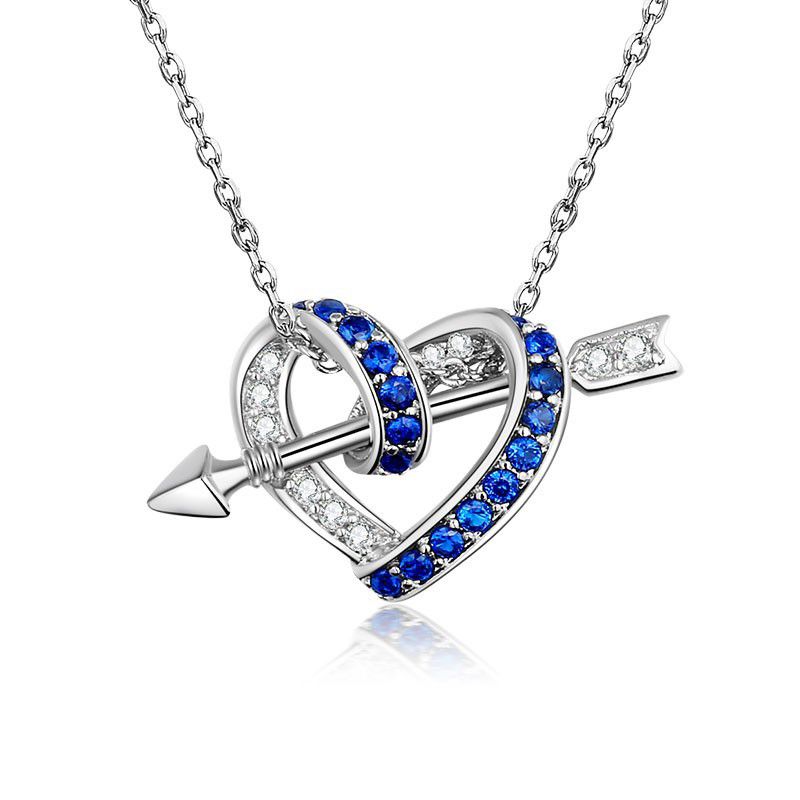 rainbow gem rhinestones zircon heart  necklace N019