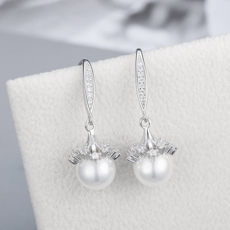 S925 sterling silver earring  setting (default no pearl) wse163-171