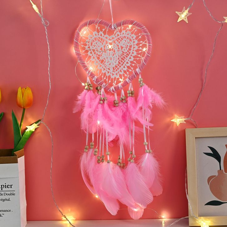 heart dreamcatcher   feather cather wall hanging decorations #DC039-DC046