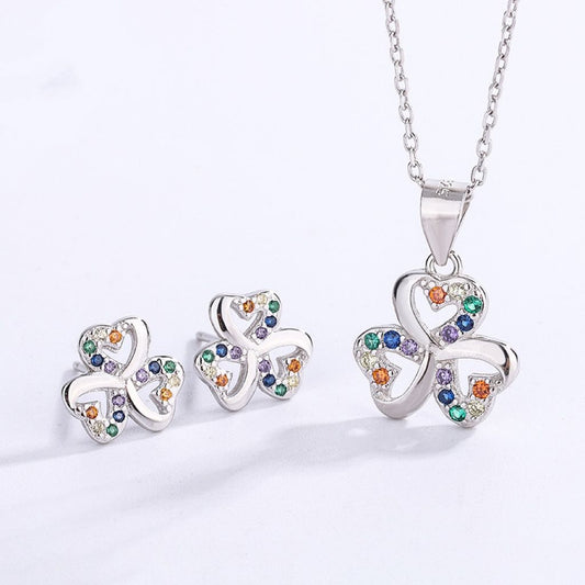 sterling silver S925 gem pendant+earrings set  #SGS077