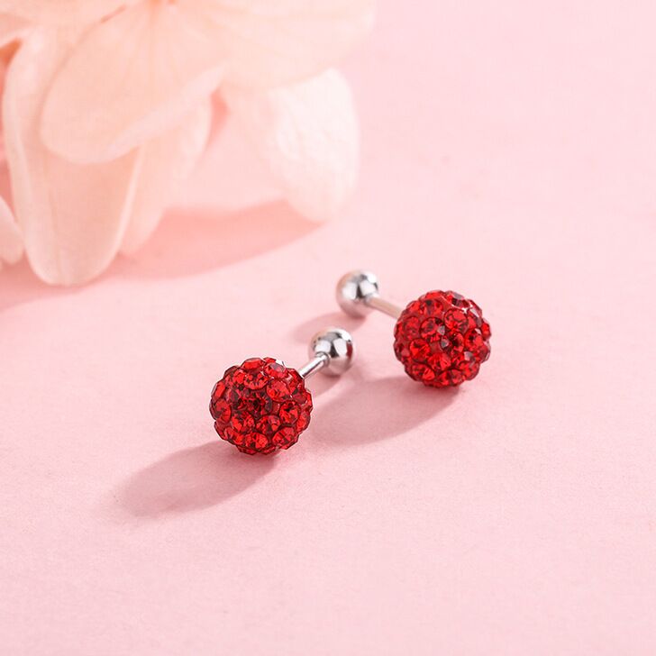 S925 gems ball earrings   #E020-E027