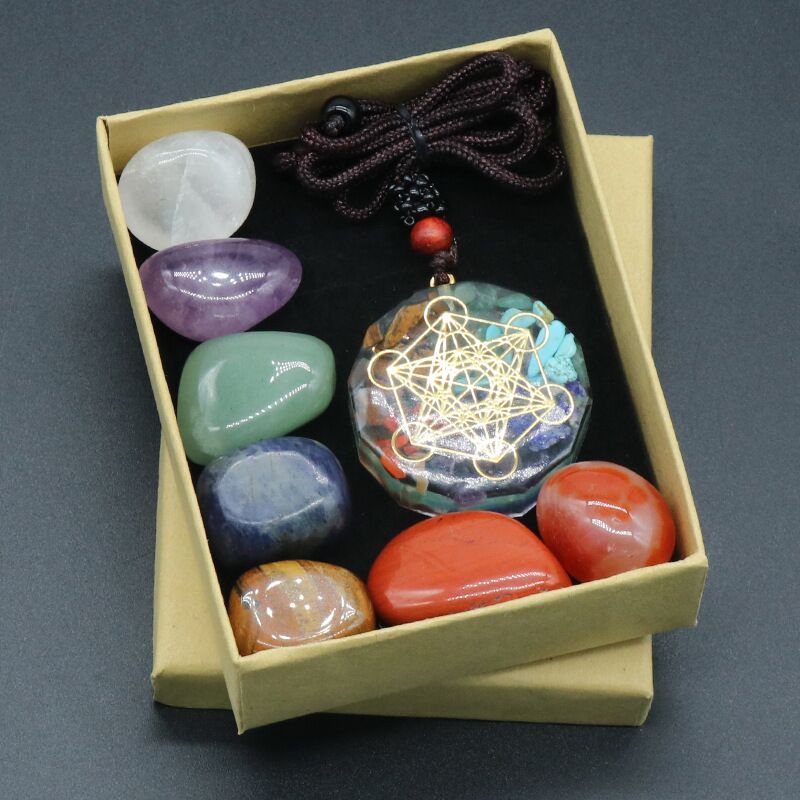 natural crystal stone pendant and decorations set gift box S007-S009