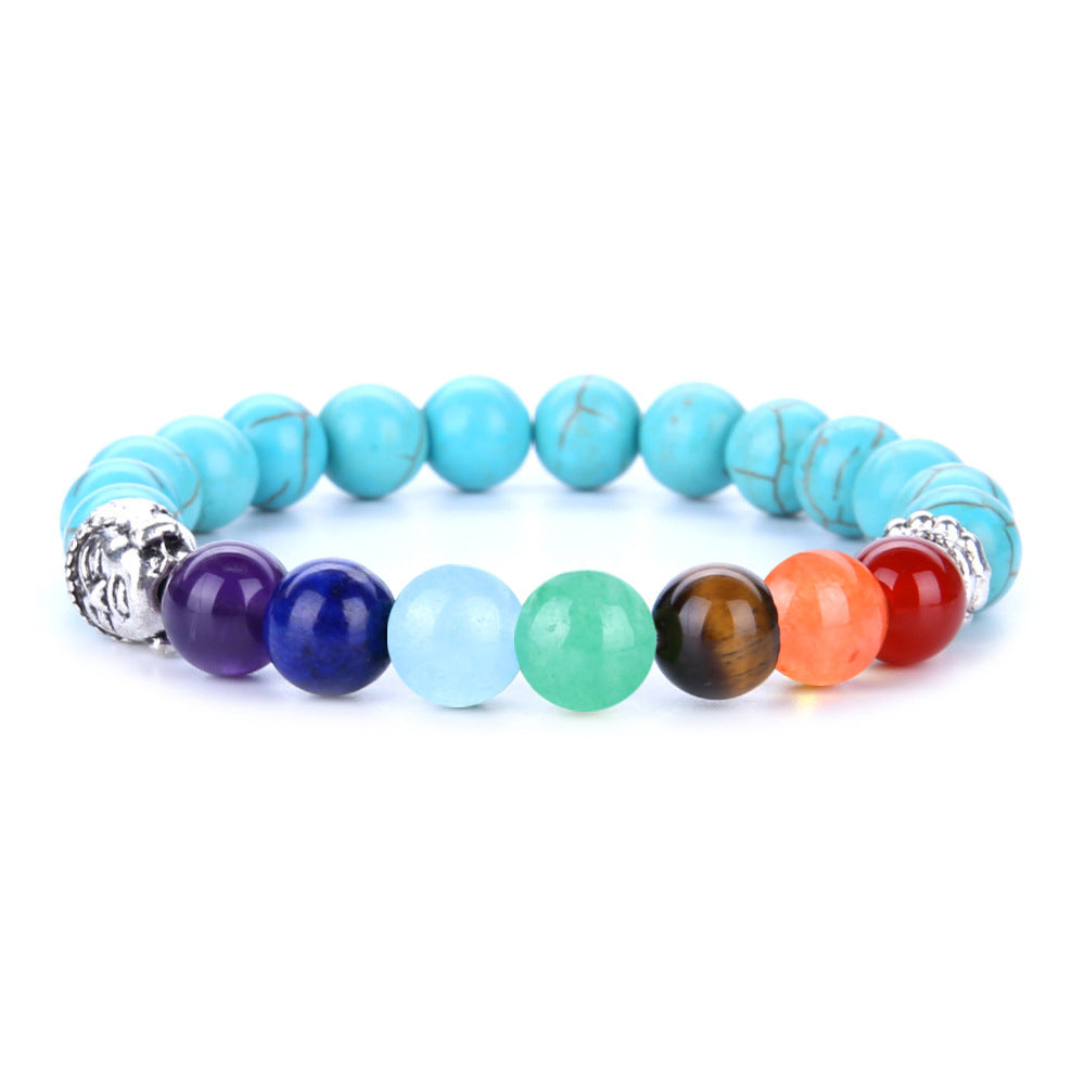 Lapis Lazuli Red Agate Amethyst Colorful Bracelet Buddha Head Bead String Bracelet #B109-B119